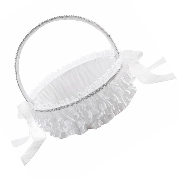 WRISTBIQUE Wedding Basket Lace Round Decoration for Women, Perfect Engagement Party Accessory, Elegant Bridal Shower Favor