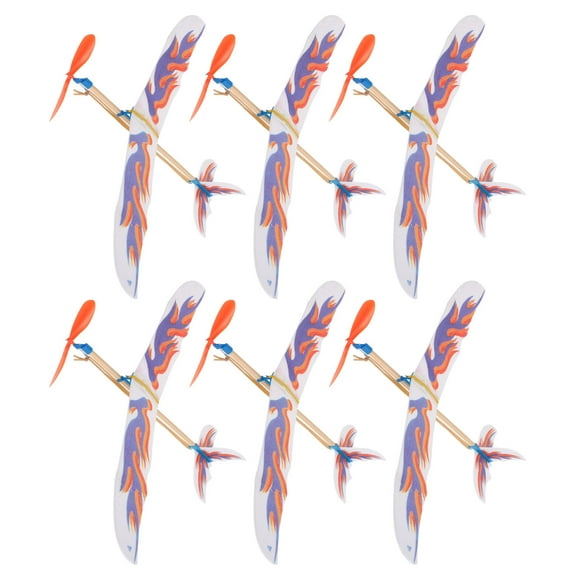WRISTBIQUE Rubber Band Glider Aircraft Model for Indoor Outdoor Play 6Pcs Plastic Multi