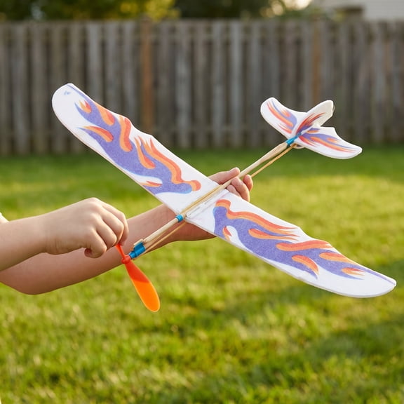 WRISTBIQUE Rubber Band Glider Aircraft Model for Indoor Outdoor Play 6Pcs Plastic Multi
