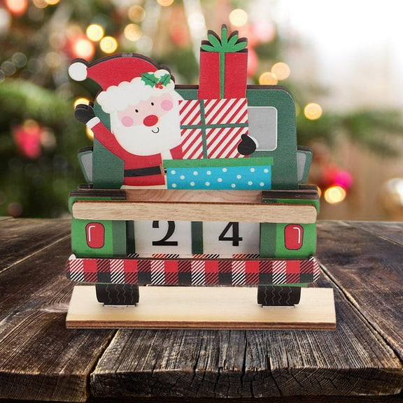 WRISTBIQUE Santa Claus Countdown Blocks Wooden Christmas Decor for Table and Tiered Tray