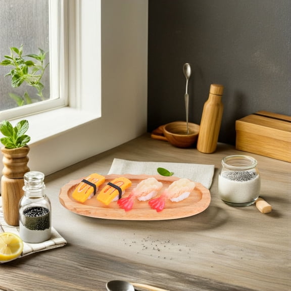 WRISTBIQUE Sushi Board Sushi Serving Tray Light Yellow Elegant Design Storing Salt and Pepper Users for Gatherings 1Pack