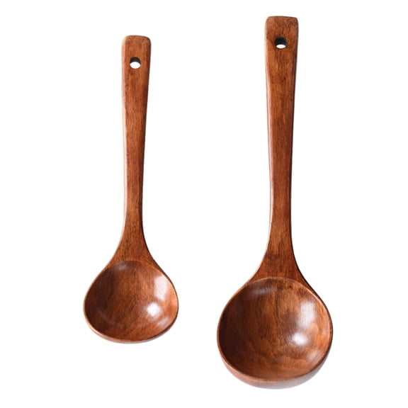 WRISTBIQUE Set of 2 Natural Rustic Wooden Spoons - Handcrafted Kitchen Utensils