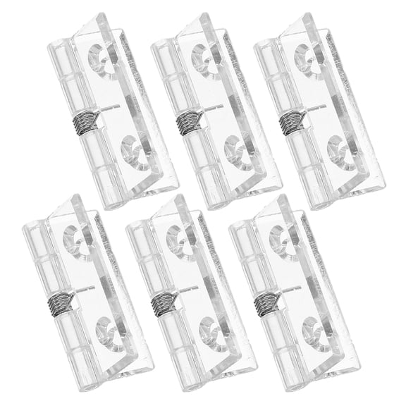 WRISTBIQUE Set of 6 Transparent Stainless Steel Spring Loaded Door Hinges for Small Boxes and Commercial Applications