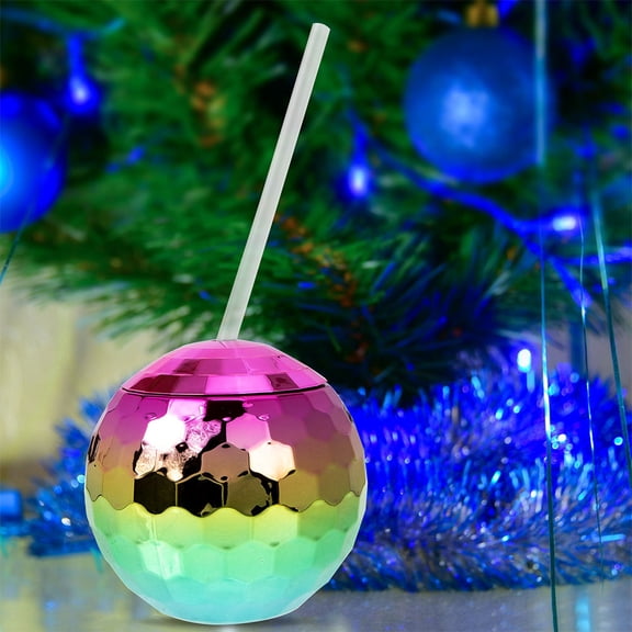 WRISTBIQUE Round Ball Disco Style Cup Home Decor Storage for Beverages 2Pcs 4.3x4.1in