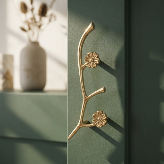 WRISTBIQUE Brass Floral Antler Branch Drawer Pull 180x60x32mm