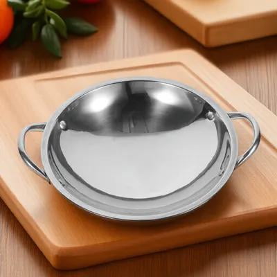 WRISTBIQUE Small Stainless Steel Wok Pot with Safe Handles for Kitchen Use