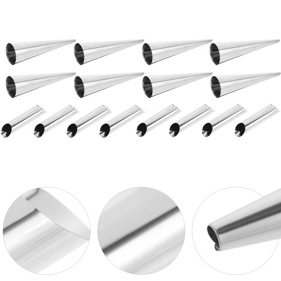 WRISTBIQUE 16-Piece Stainless Steel Croissant Form Tubes, Reusable Baking Molds for Bread Rolls, Cream Horns, Pastry Cones