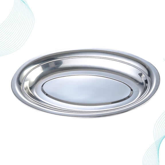 WRISTBIQUE Stainless Plate Oval Silver Deepened Dish Caterers Tsgiving 1Pcs