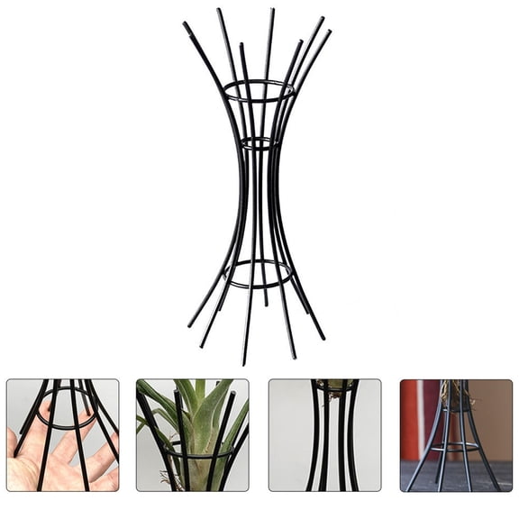 WRISTBIQUE Premium Metal Air Plant Display Holder Black for Tabletop and Wall Use