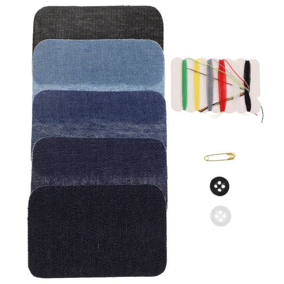 WRISTBIQUE Sweater Patches Blue Iron on Kit for Clothing Repair and Decoration Includes Patchwork Stickers for Sewing