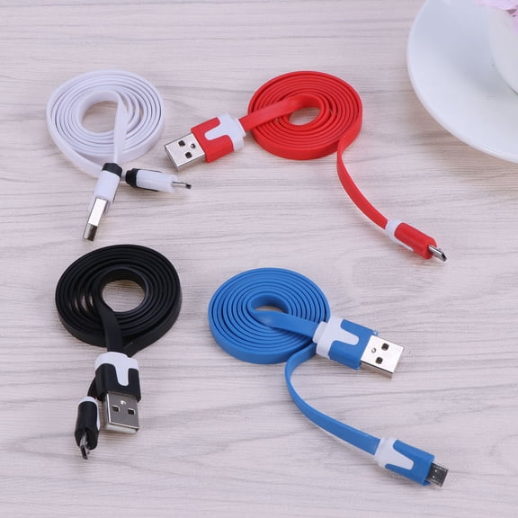WRISTBIQUE Flexible Flat USB Charger Cord Black Portable Cable for Daily Charging