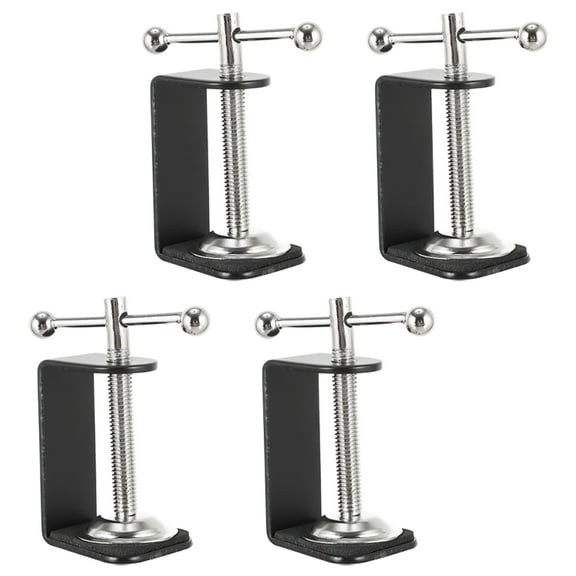 WRISTBIQUE 4-Pack Metal Desk Mount Clamps with Adjustable Base for Secure Table Holding in Home and Office Use