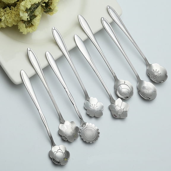 WRISTBIQUE Tea Spoon Stainless Steel Flower Spoon with Wear Scratch Resistance for Drinking