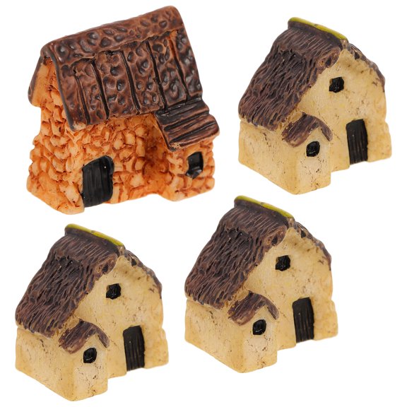 WRISTBIQUE Tiny Resin Cottage Accents, Miniature Houses for, Patio and Indoor Decor
