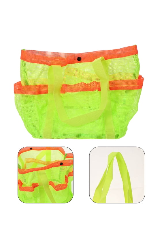 Mesh Large Beach Tote Bag with Zipper Pouch Portable Storage for Travel