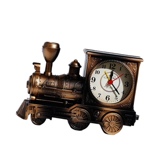 WRISTBIQUE Railway Engine Clock Creative Coffee Color Desktop Ornament for Timekeeping