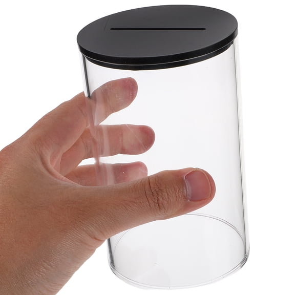 WRISTBIQUE Large Capacity Transparent Money Box in Black Acrylic for Cash and Tips
