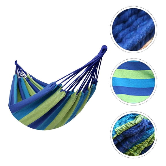 WRISTBIQUE Two Person Hammock Canvas Hammock Dark Blue Camping 1Set