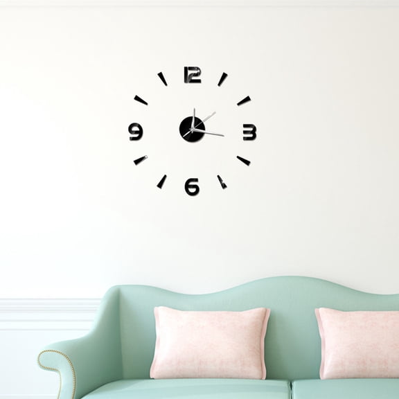 WRISTBIQUE Black Mirror Wall Clock for Smooth Surfaces and