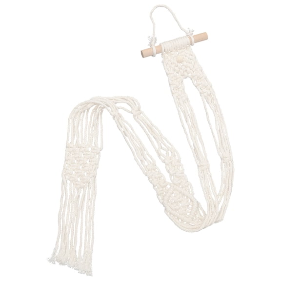WRISTBIQUE Macrame Hat Hanger White Cotton Rope Bohemia Style for Home Decor