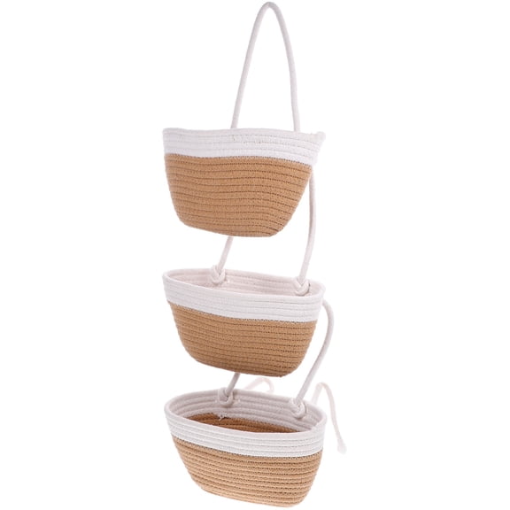 WRISTBIQUE Large Cotton Rope Wall Hanging Basket, Multi-Color Storage Organizer with Spacious Capacity for Home and Office