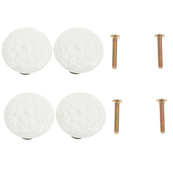 WRISTBIQUE White Round Ceramic Drawer Knobs for Rustic Home Decoration
