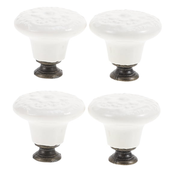 WRISTBIQUE White Round Ceramic Drawer Knobs - Rustic Style Cabinet Pulls for Home Decor and Furniture Upgrade