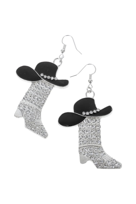 Womens Black Alloy Dangle Boot Earrings, 1 Pair Stylish Jewelry for Parties and Everyday Wear