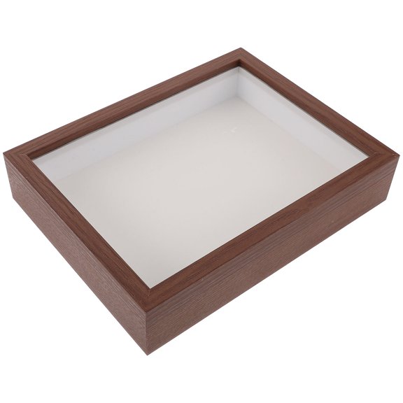 WRISTBIQUE Brown Wood Shadow Box Frame with Transparent Window for Dried Flowers, Keepsake Display, Wall or Tabletop Home Decor