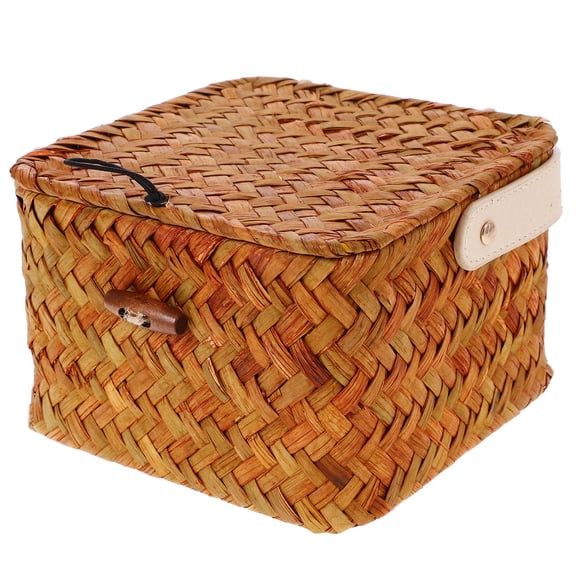 WRISTBIQUE Orange Woven Storage Basket for Household Organization, Snacks, Cosmetics, and Multi-Purpose Use