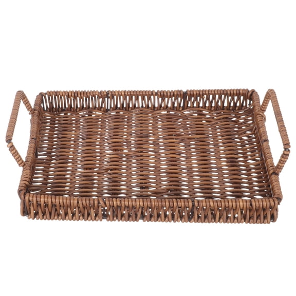 WRISTBIQUE Light Brown Rectangular Woven Bread Basket for Kitchen Storage and Decorative Home Use