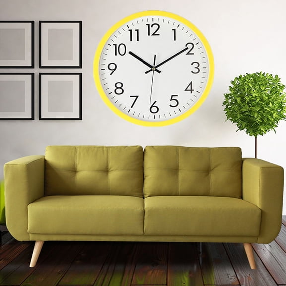 WRISTBIQUE Yellow Wall Clock Silent Minimalist Design for Bedroom Kitchen Living Room