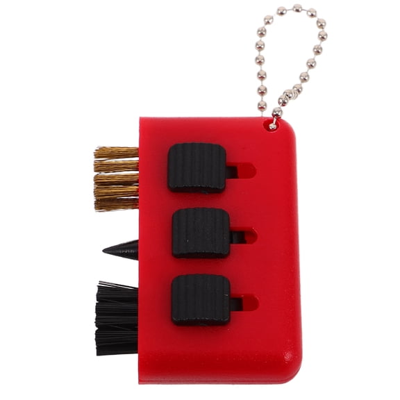 WRISTBIQUE Red Golf Brush and Groove Cleaner with Multifunctional Compact Design