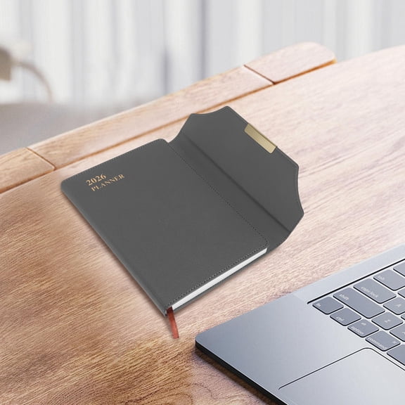 WRISTBIQUE Portable Grey Business Planner Notebook with Quick Navigation Tabs for Daily Use