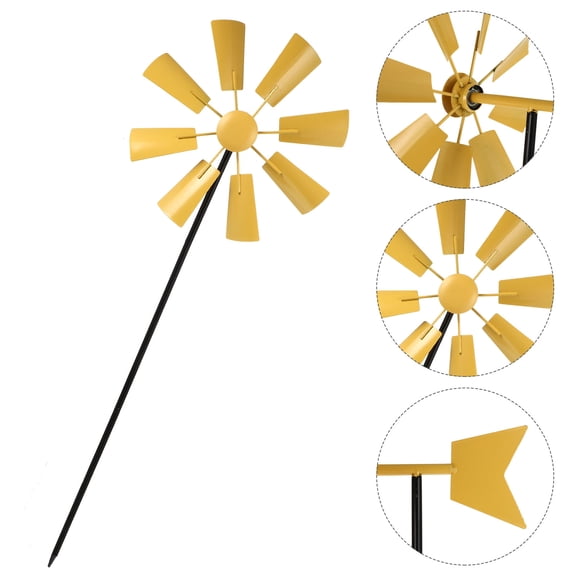 WRISTBIQUE wind spinners for yard Iron Windmill in Yellow for Homeowners 1Set