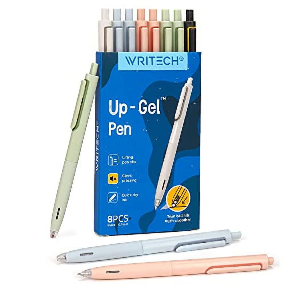 WRITECH Gel Pens Fine Point: 0.5mm No Smear & Smudge Black Ink Pen Click for Journaling Sketching Drawing Notetaking Retractable Extra Finepoint