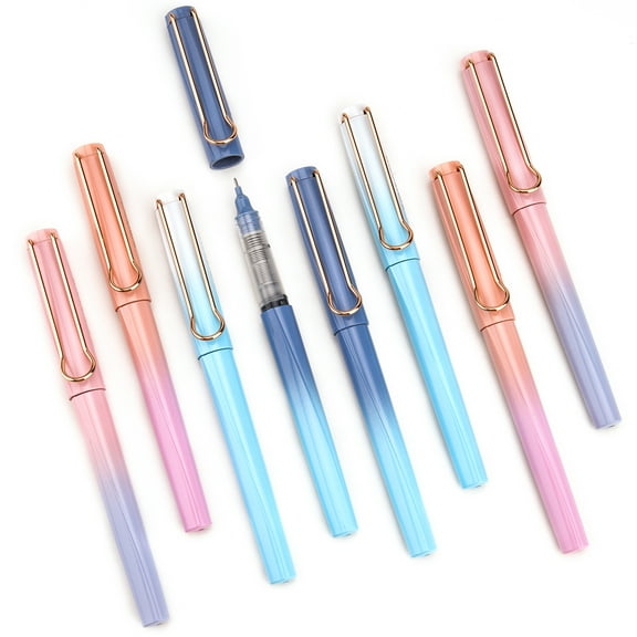 WRITECH Liquid Ink Rollerball Pens: 0.5mm Black Pens Quick Dry No Bleed Roller Pens Pack of 8(Gradient)