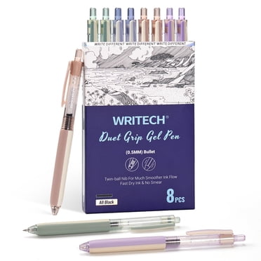 WRITECH Retractable Gel Ink Pens: 8ct Black Ink 0.5mm Fine Point Tip