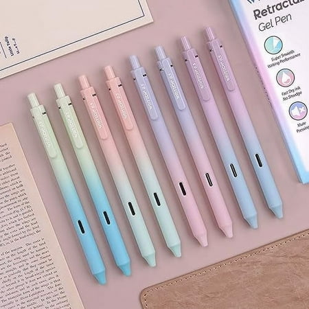 WRITECH Retractable Gel Ink Pens: 8ct Black 0.5mm Fine Point Tip Pen Comfort Grip Smooth Writing with Aesthetic Gradient Color Barrel for Journaling Note Taking Sketching No Bleed & Smear price history and forecast - Writech WRITECH-0171