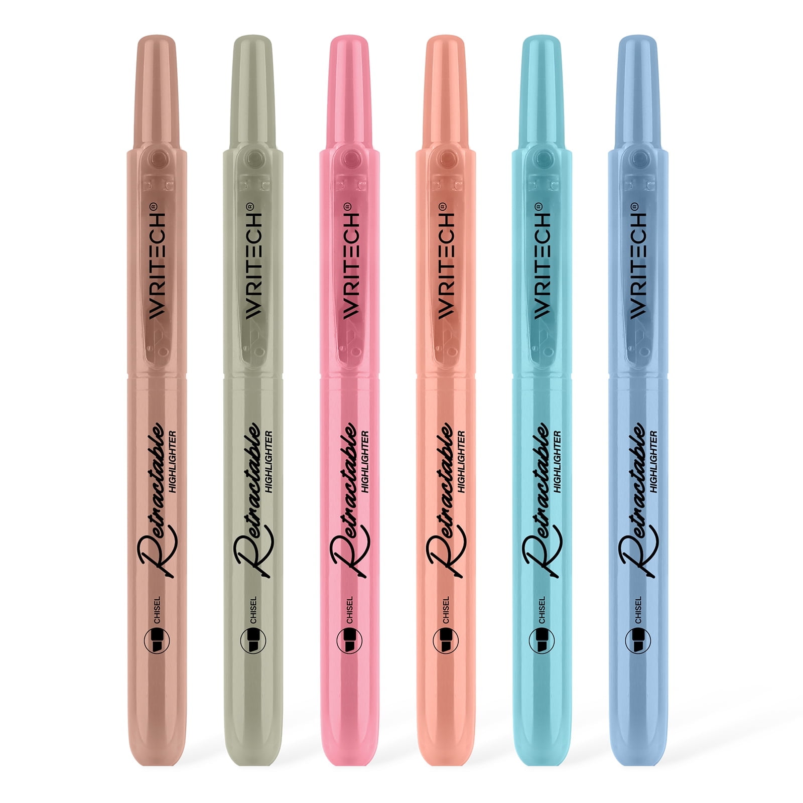 WRITECH Retractable Highlighters Assorted Colors Chisel Tip Click Aesthetic Highlighter Marker