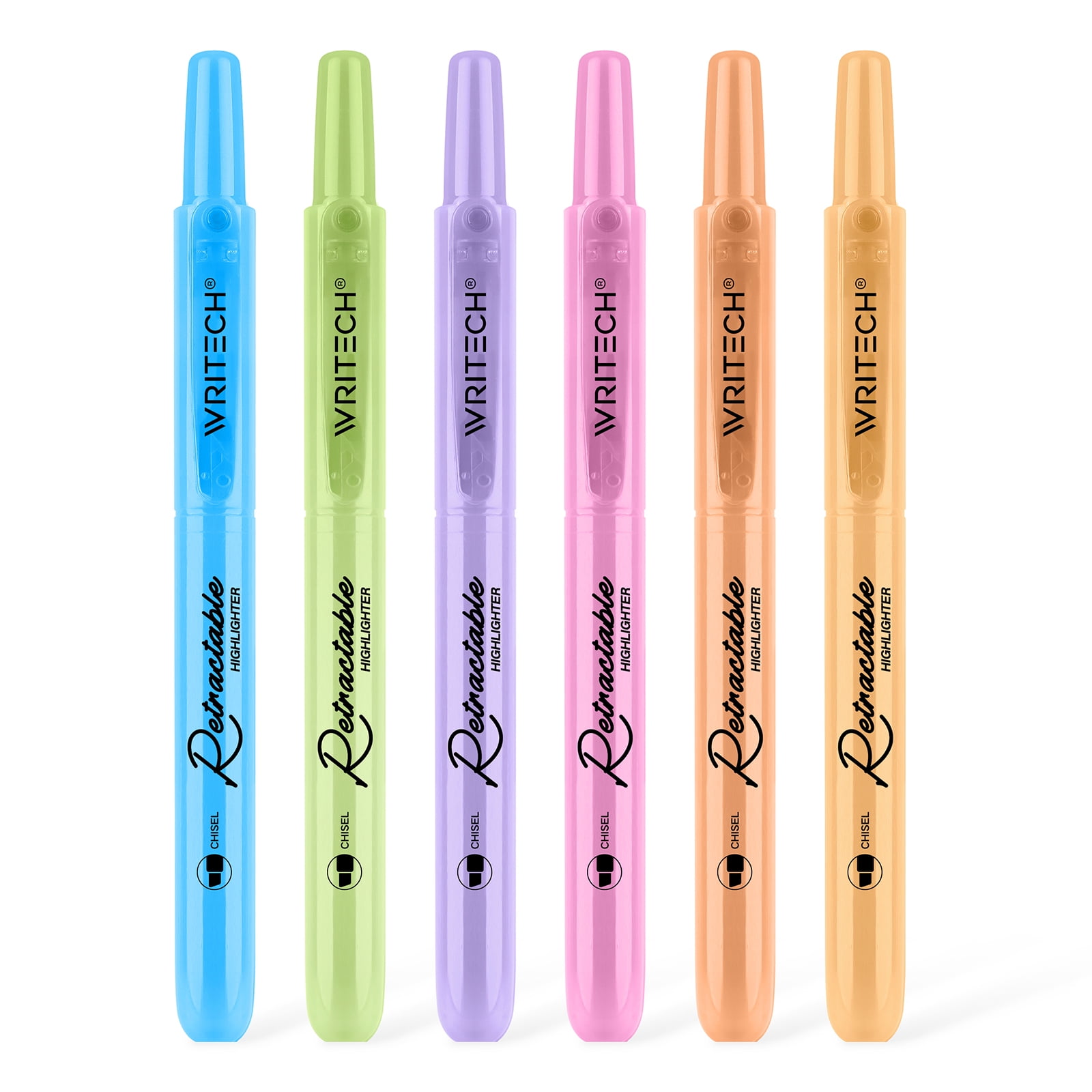 WRITECH Retractable Highlighters Assorted Colors Chisel Tip Click Aesthetic Highlighter Marker