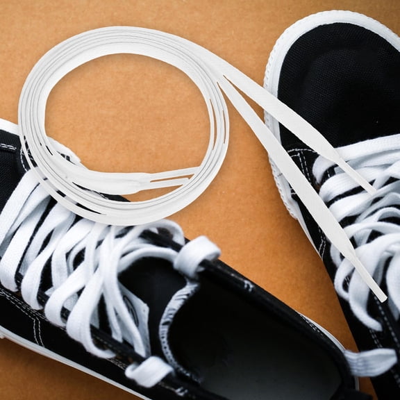 WRITWAA 1Pair White Waxed Cotton Shoelace Flat Design for Casual and Sports Shoes