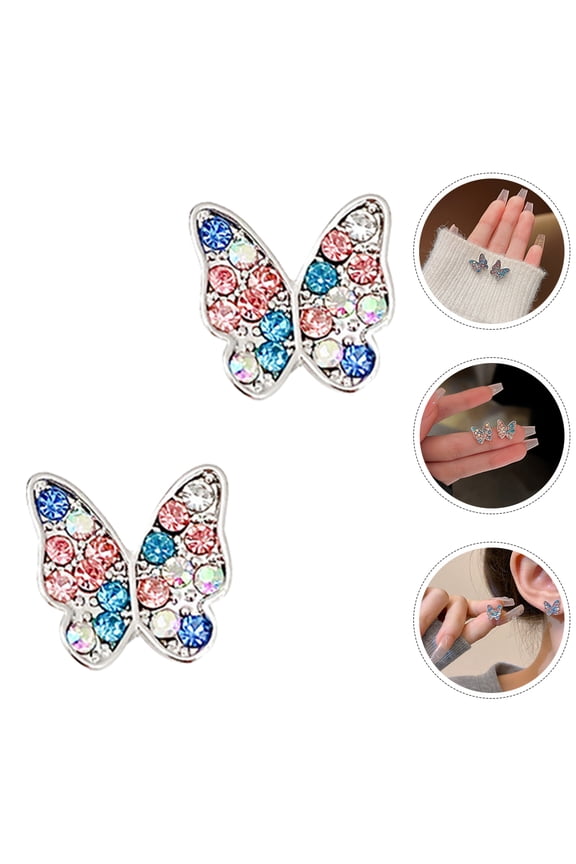 1 Pair Women's Fashion Butterfly Dangle Earrings with Metal and Rhinestones, Stylish Decorative Jewelry