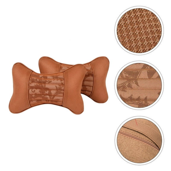 WRITWAA Neck Support Pillow Pair Brown Oval Shape Cushion for Comfortable Sleep and Travel