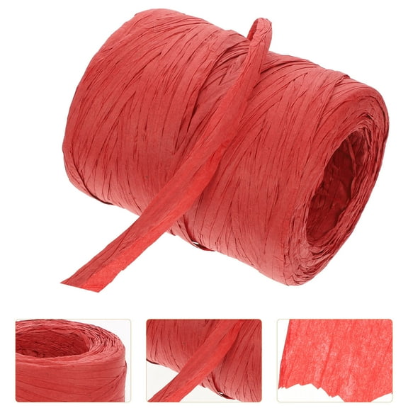 WRITWAA 1 Roll Red Raffia Paper Rope for Elegant Handicrafts and Decorative Uses