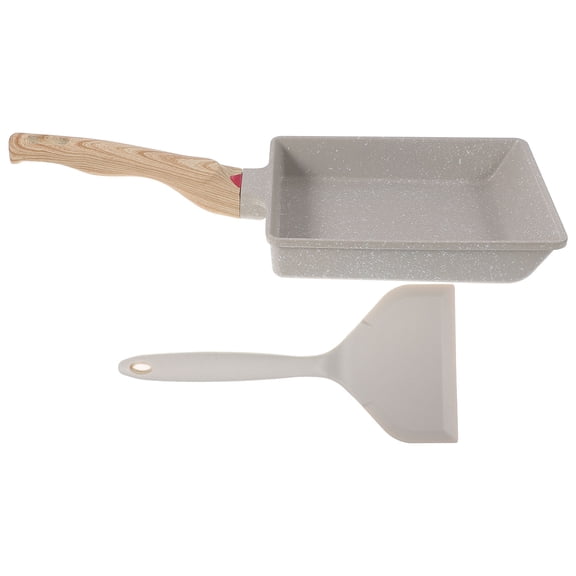 OFFIGAM Rectangular Pan Ergonomic Grip Frying Pan White Wood 1 Set