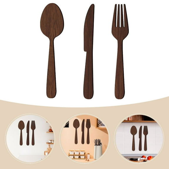 WRITWAA 1 Set Cooking Utensil Sets Wooden Household Utensils Sign Brown Rustic Style 27X6.6X0.5CM