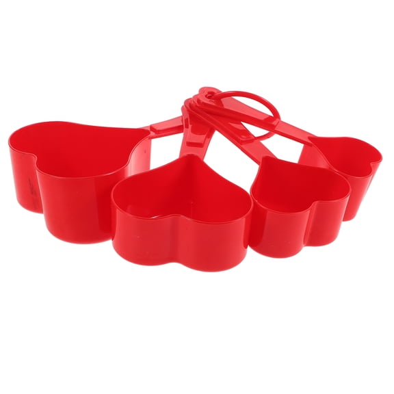 WRITWAA 1 Set Cute Measuring Spoons Heart Shaped for Measuring Dry and Liquid Ingredients in Red Plastic