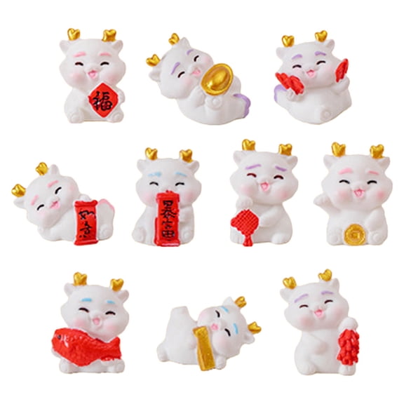 WRITWAA 10-Piece Assorted Resin Mini Dragon Figurines for Desk, Garden, Lawn Decoration with Unique Design