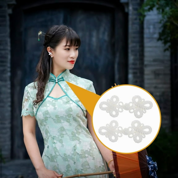 WRITWAA Frog Closures for Clothing White Polyester Sewing Fasteners for Weddings 10Pcs